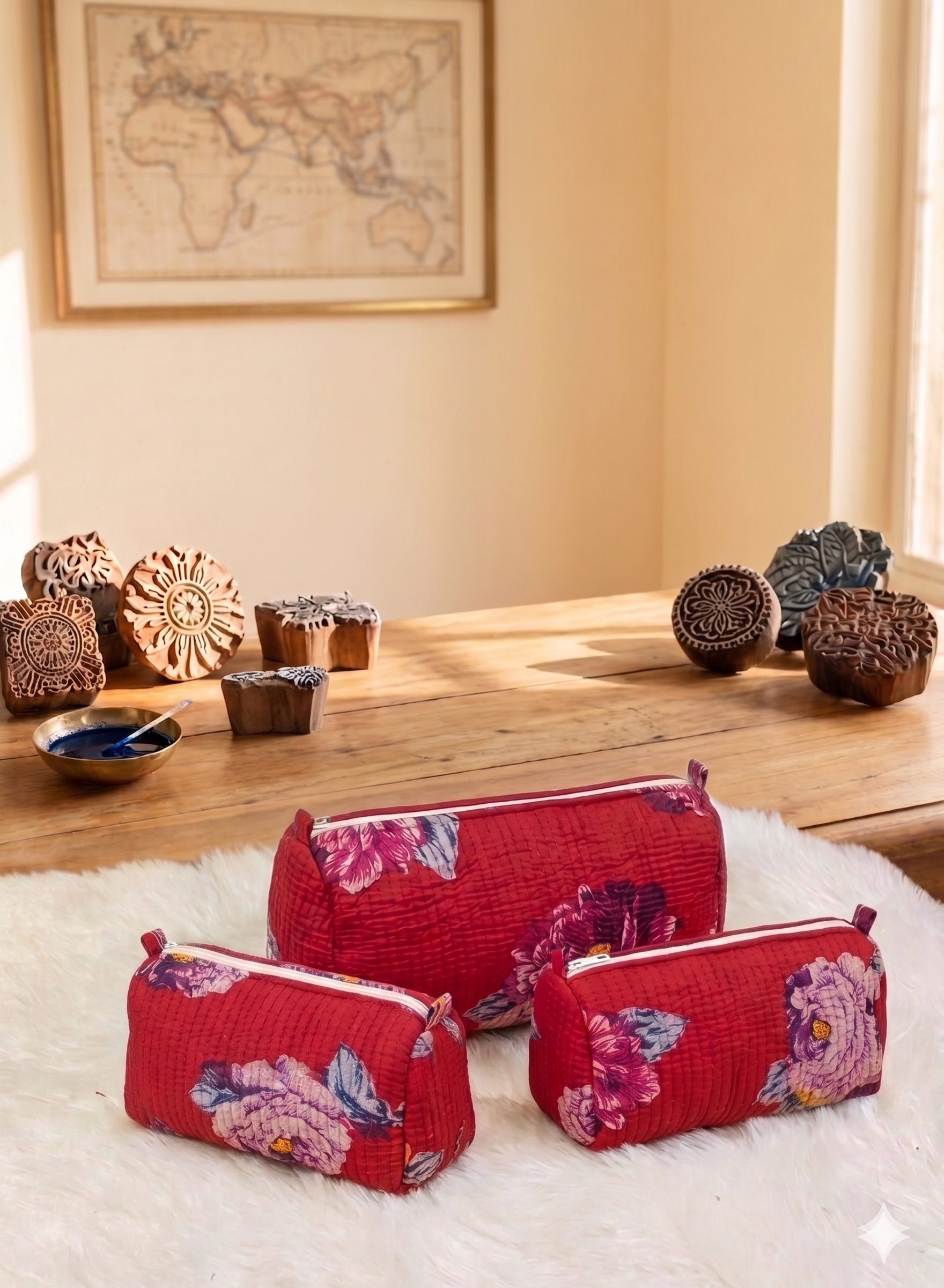 The Crimson Peony Garden 3-Piece Vanity Set