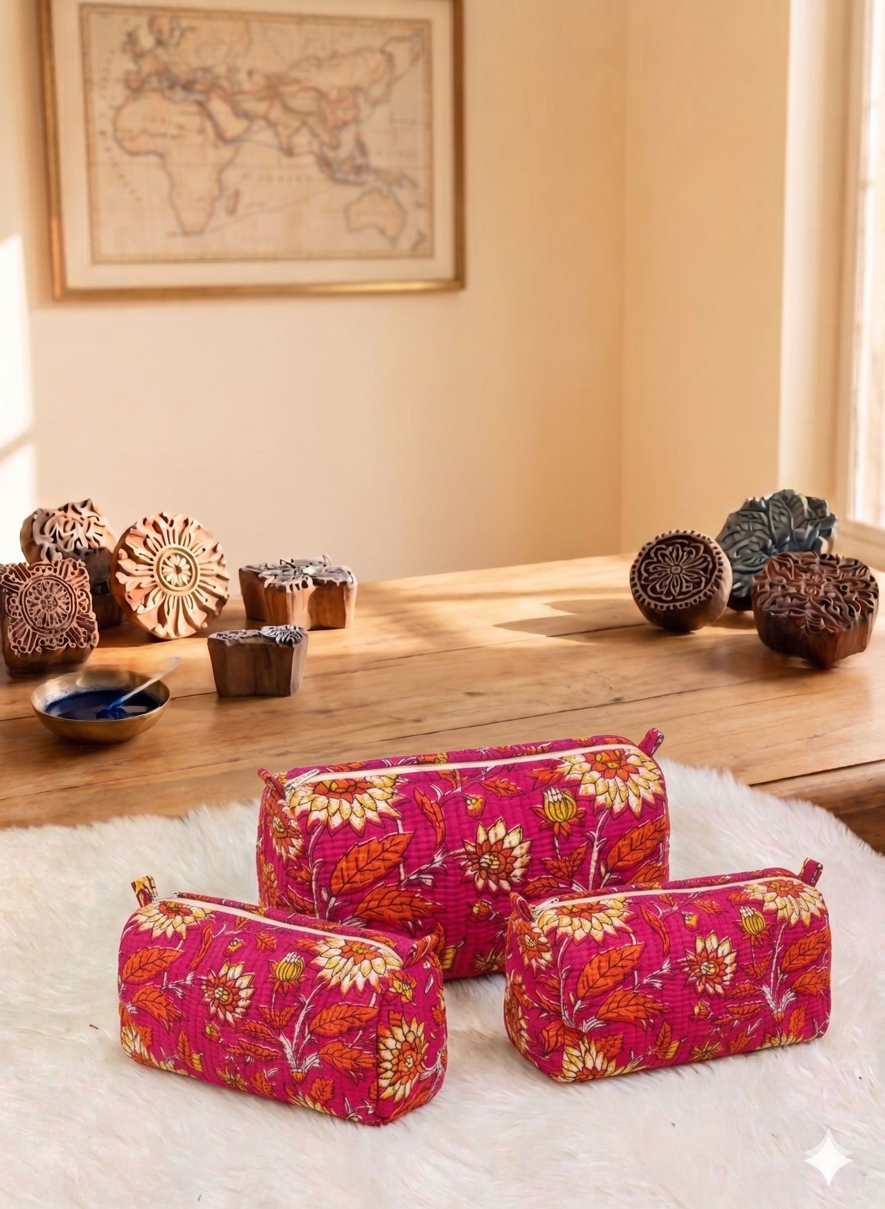 The Fuchsia Sunburst 3-Piece Vanity Set
