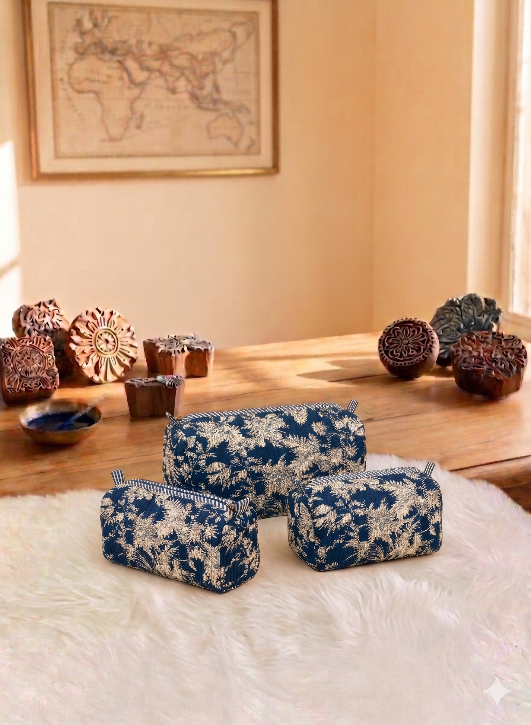 The Midnight Indigo Foliage 3-Piece Vanity Set