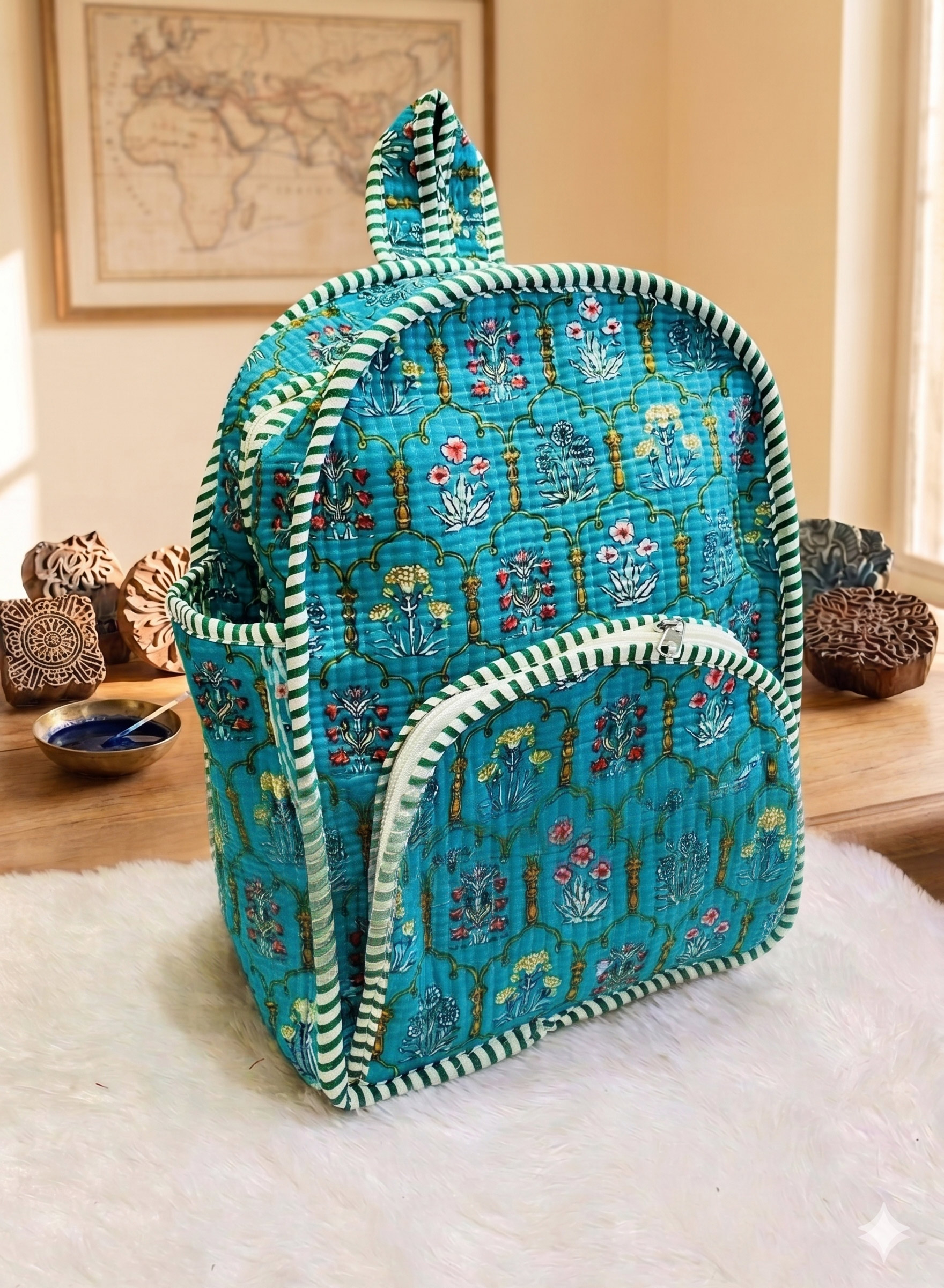 Turquoise Trellis Backpack