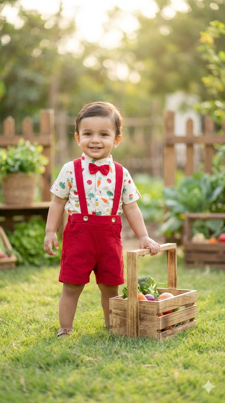 Little Farmer’s Red Harvest Outfit