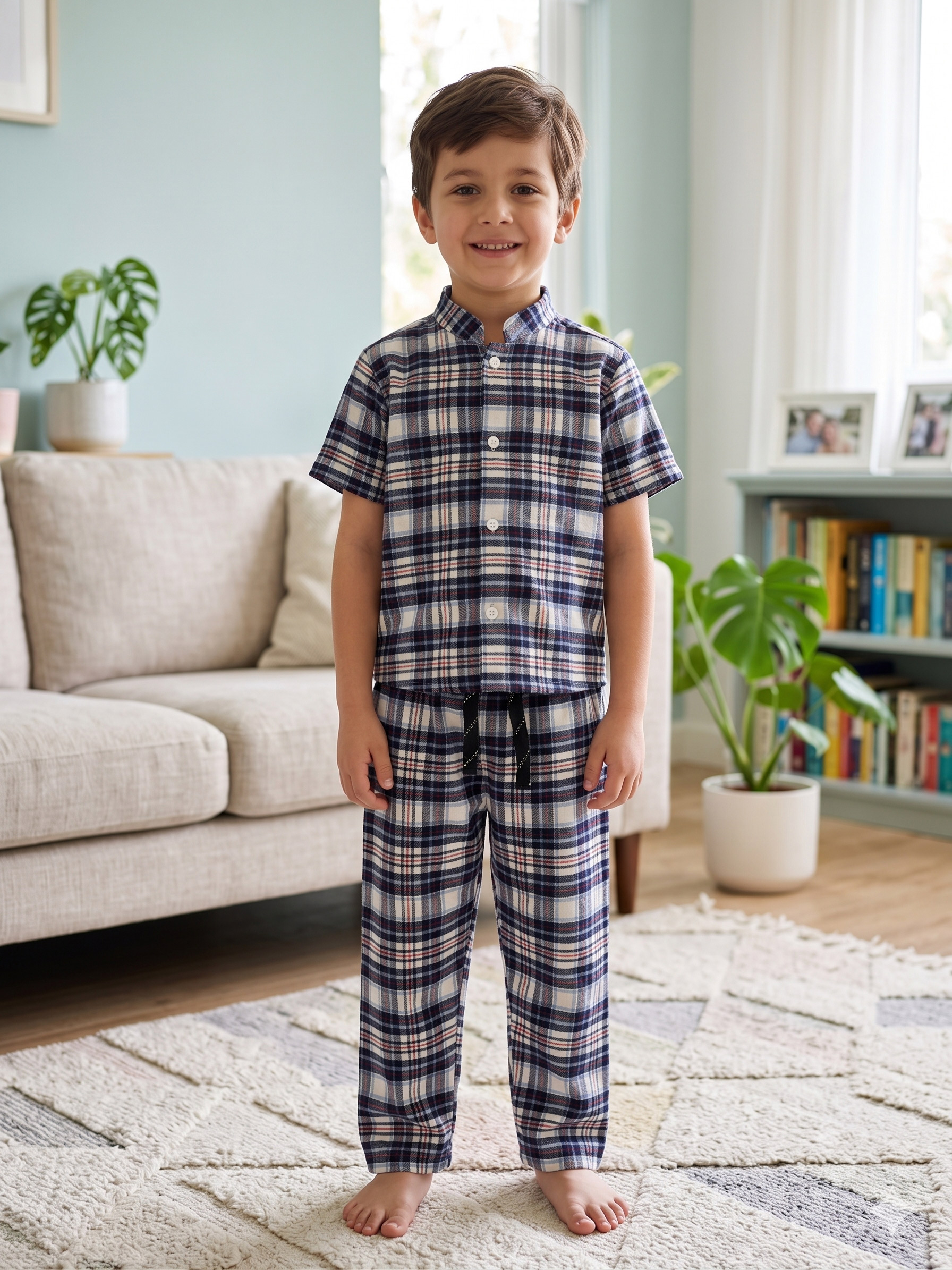 Oxford Blue Mandarin Collar Set