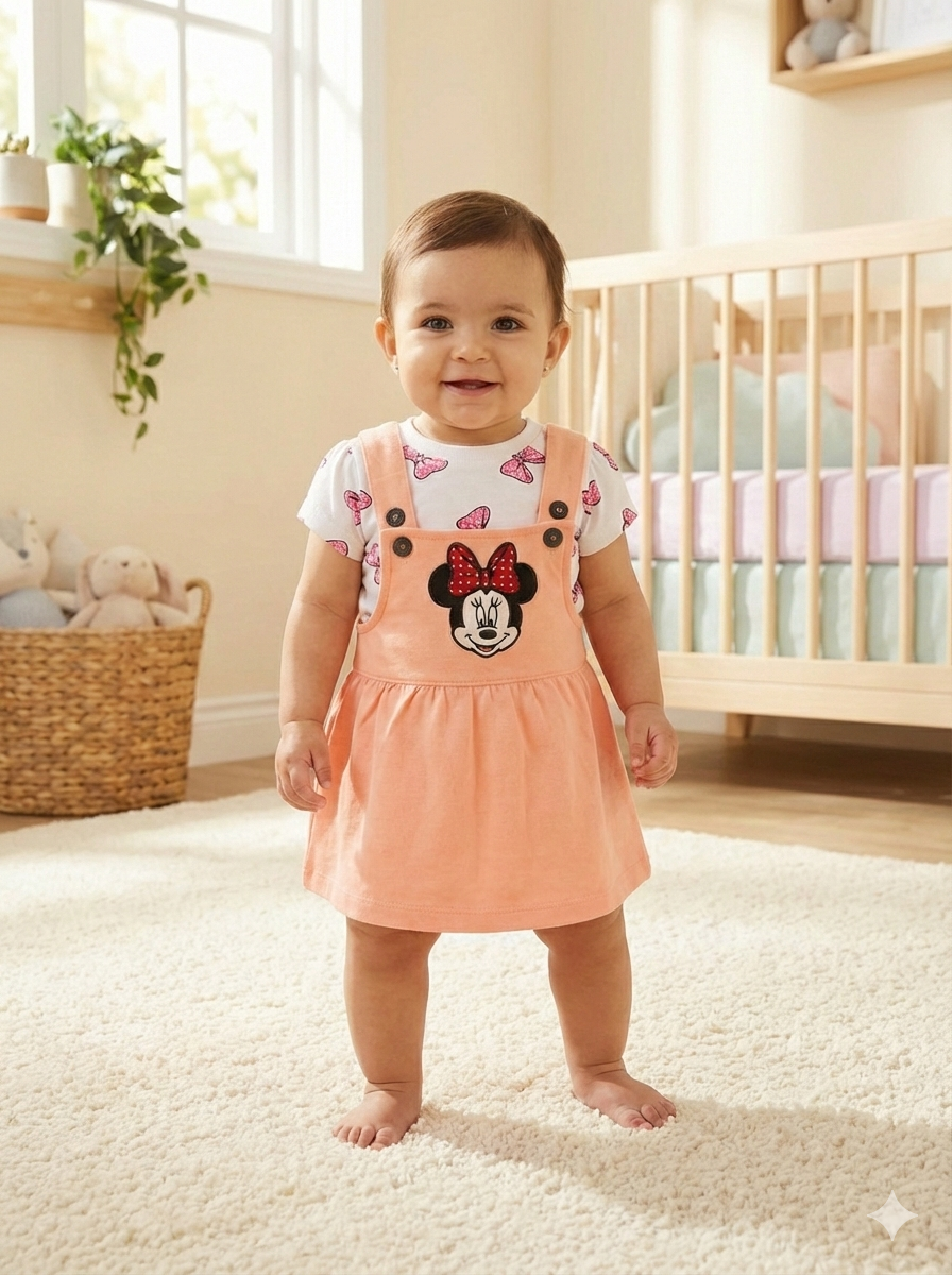 Peach Sweet Pink Pinafore Set